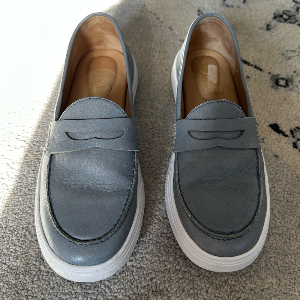 Women’s Patina (Portland) leather loafers light blue, size 8.0
